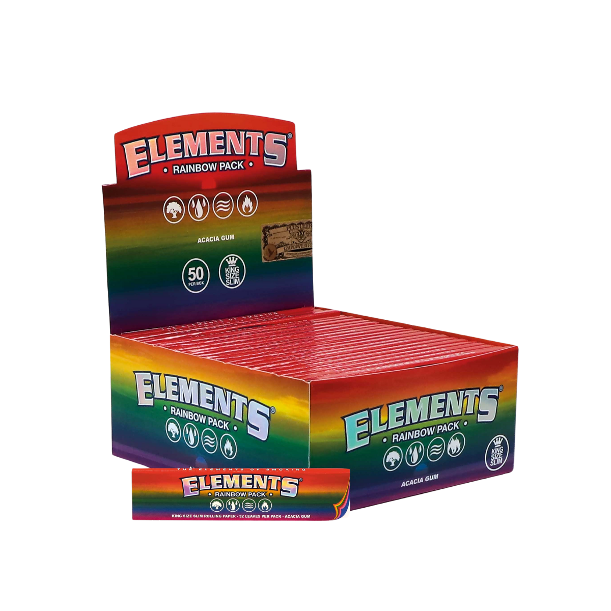 Elements Rainbow King Size Slim Rolling Papers – Full Box