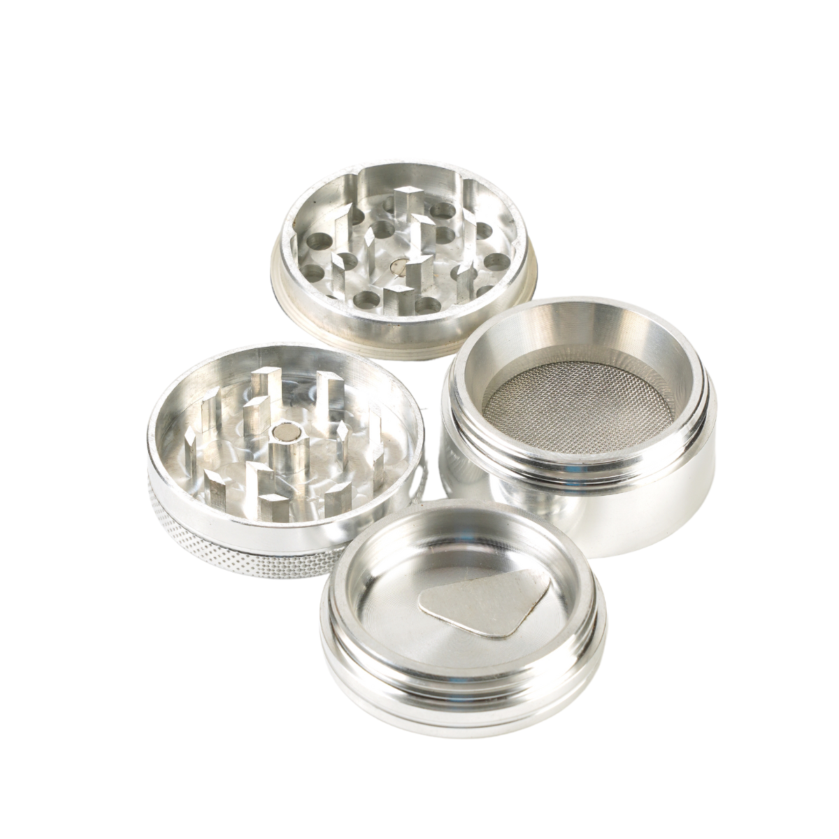 Kaya LeGrandeur 4-Part Grinder with Elegant Silver Coating 40mm - 63mm (10units/box)