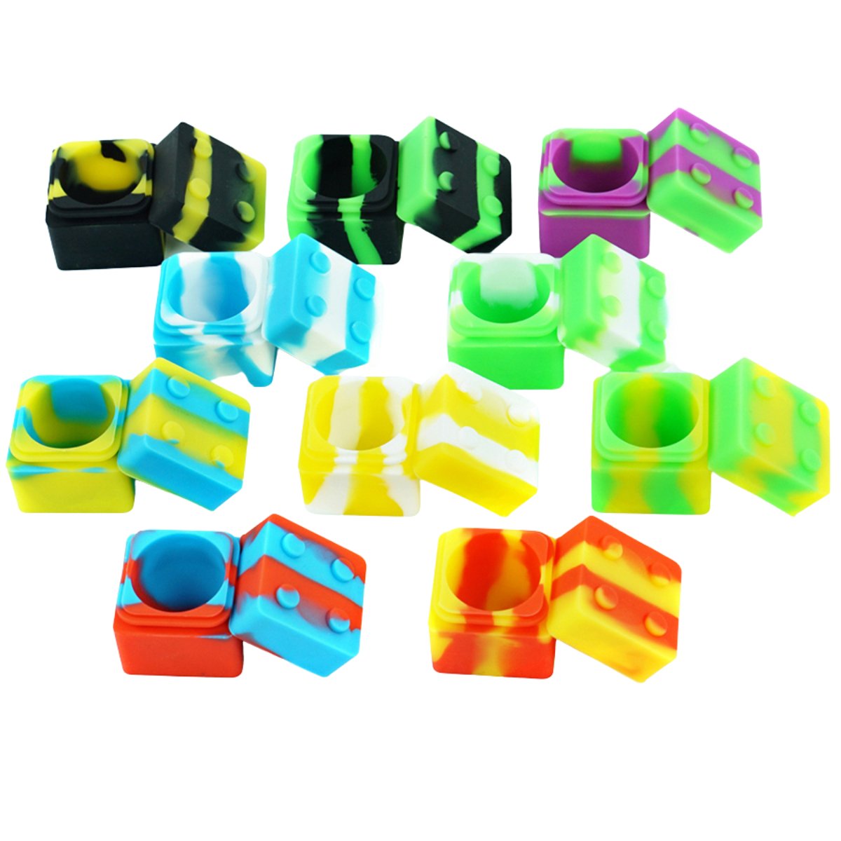 CubeCraze 9ml Square Silicone Dab Container - Vibrant Dual - Tone Design - greenmart.com.au