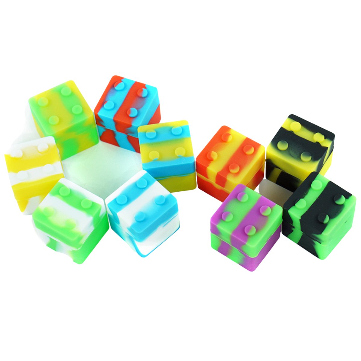 CubeCraze 9ml Square Silicone Dab Container - Vibrant Dual - Tone Design - greenmart.com.au