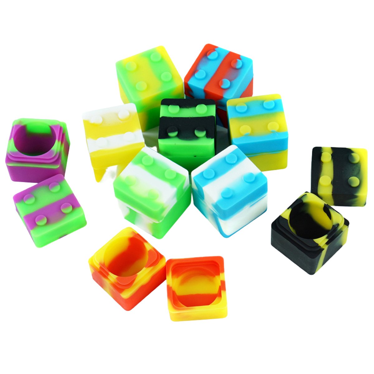 CubeCraze 9ml Square Silicone Dab Container - Vibrant Dual - Tone Design - greenmart.com.au