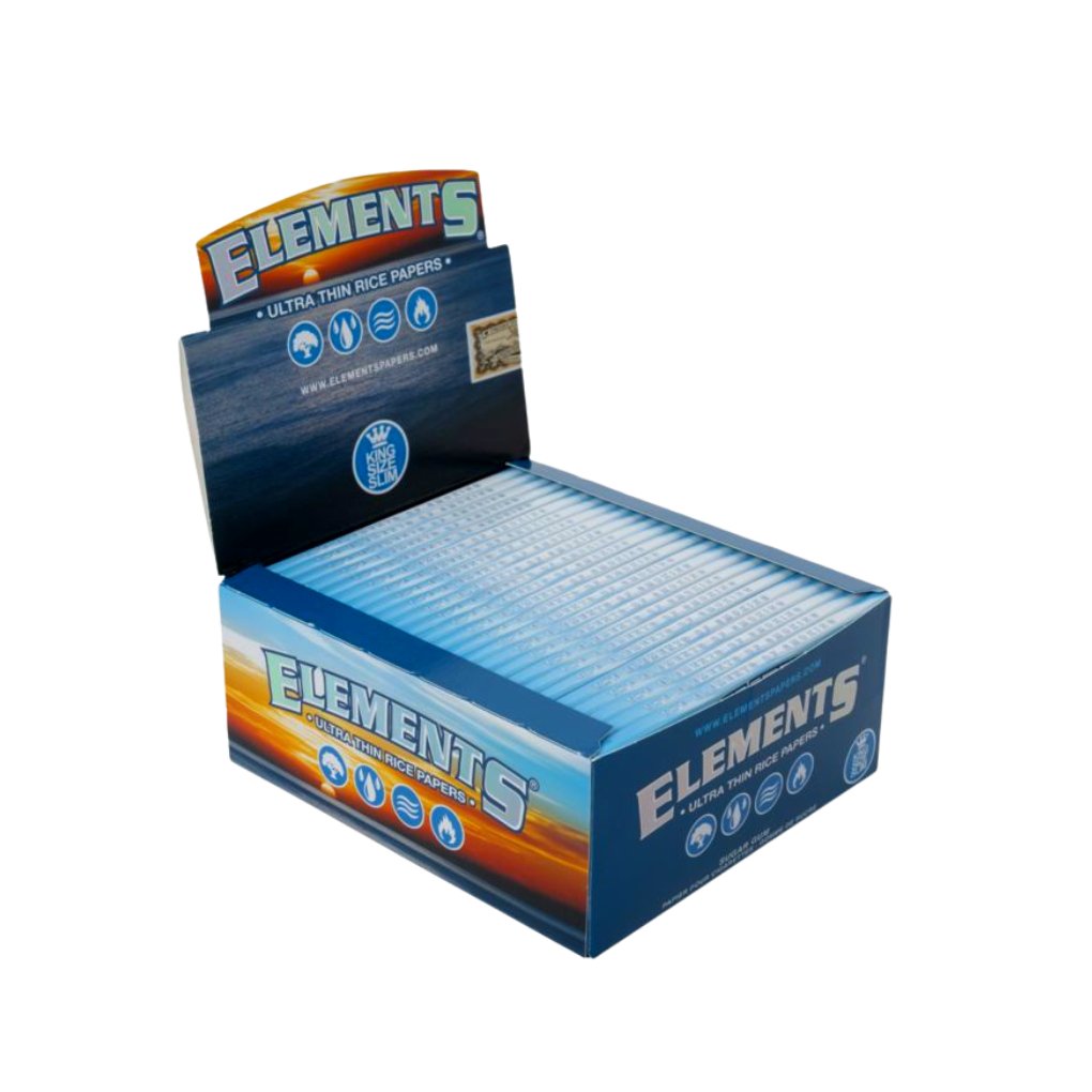 Full Box - Elements Ultra Thin Rice Rolling Papers King Size Slim - greenmart.com.au