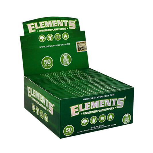 Full Box Elements Unrefined Plant Papers King Size Slim GREEN - greenmart.com.au