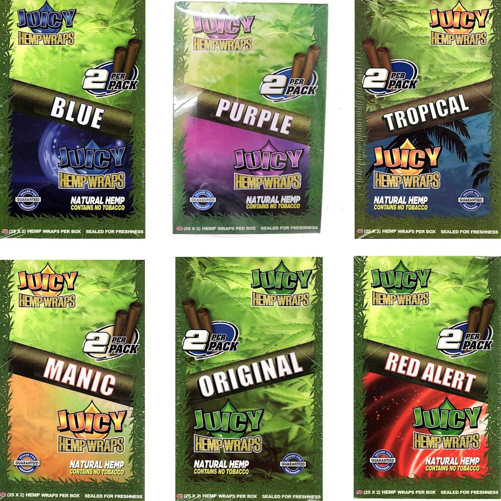 Full Box Juicy Jays Hemp Flavoured Wraps Red Alert, Blue, Tropical, Original, Purple, Infrared or Manic - greenmart.com.au