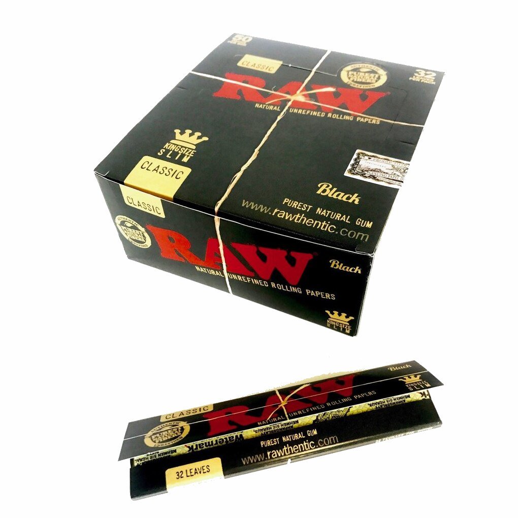 Full Box - Raw King Size Slim Classic Black - greenmart.com.au