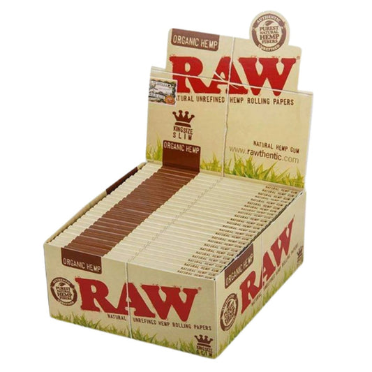 Full Box - Raw Organic King size Slim Rolling Papers - greenmart.com.au