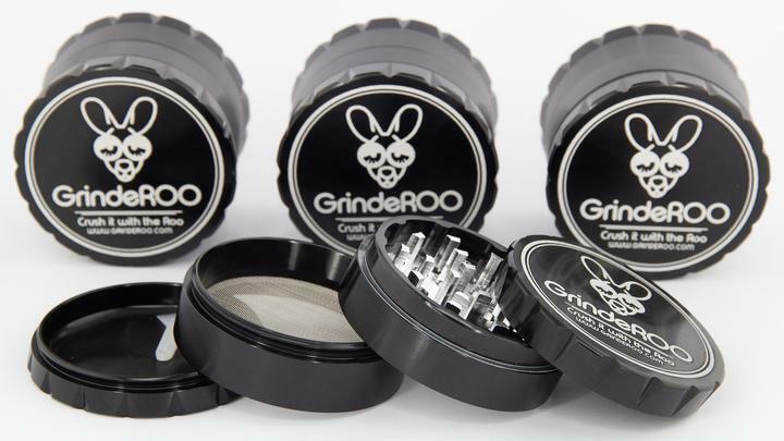 GrindeROO 4 Piece Premium Metal Herb Grinders - greenmart.com.au