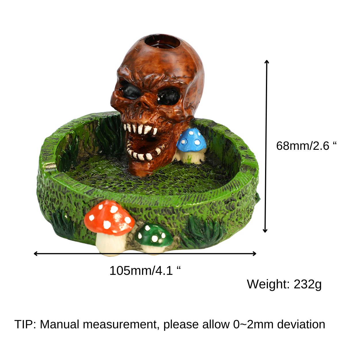 Mystic Skull Forest Ashtray - Enchanted Round Resin Design with Mushroom Accents - greenmart.com.au