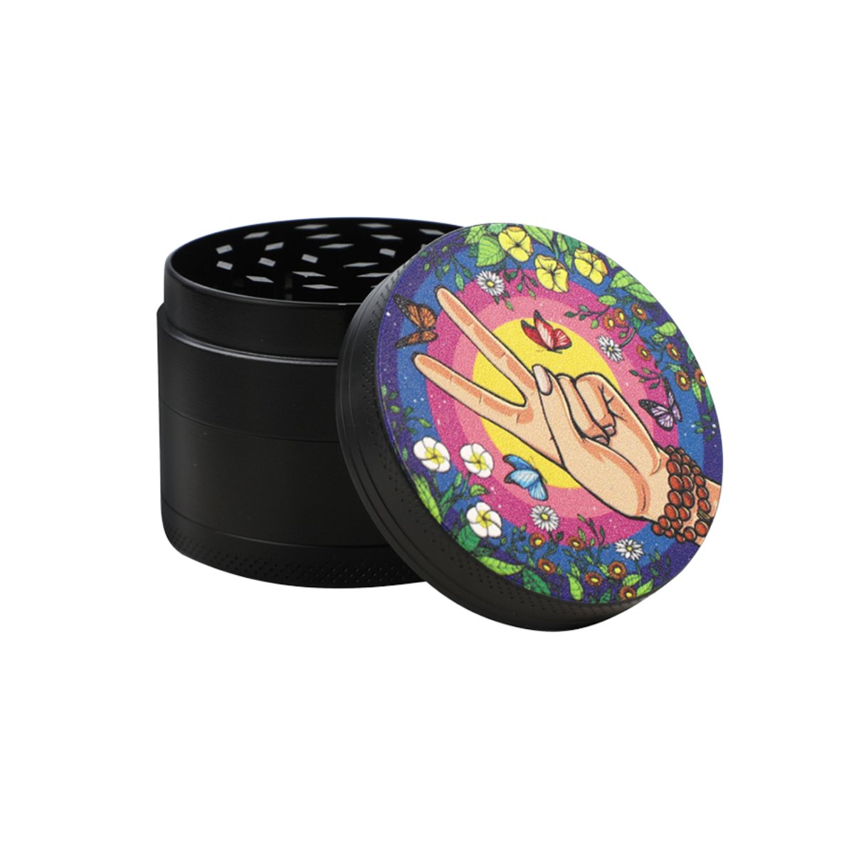 Peace Sign 4 Part Compact Grinder - greenmart.com.au