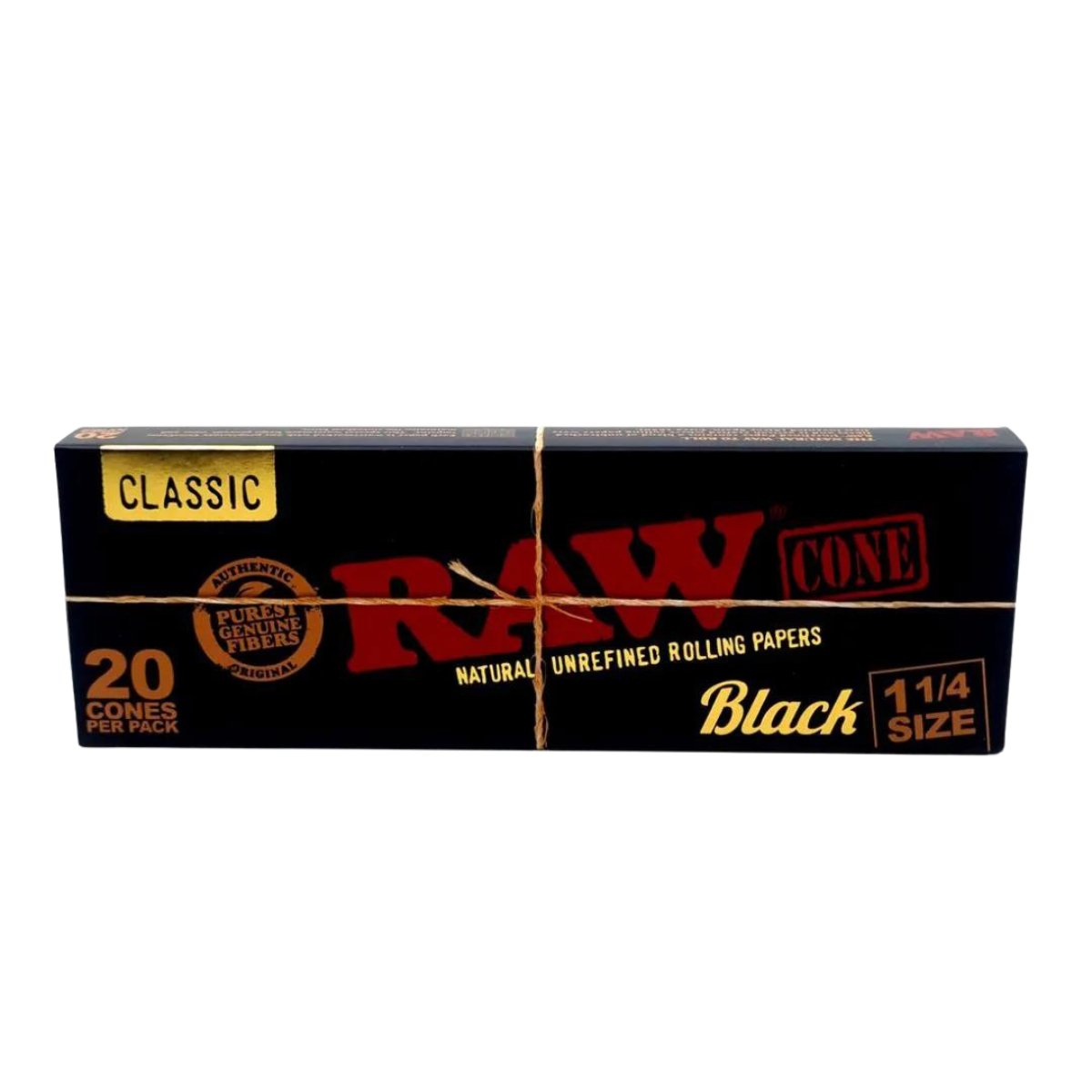 Raw Classic Black Pre - rolled Cones 20 Cones Per Pack 1 1/4 - greenmart.com.au