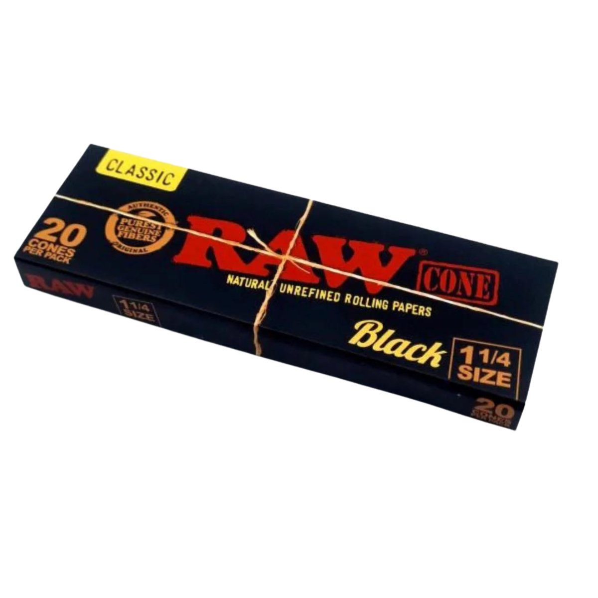 Raw Classic Black Pre - rolled Cones 20 Cones Per Pack 1 1/4 - greenmart.com.au