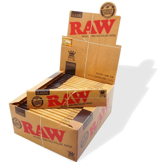 Raw Classic Kingsize Slim Rolling Papers 50 Packs Per Box - greenmart.com.au
