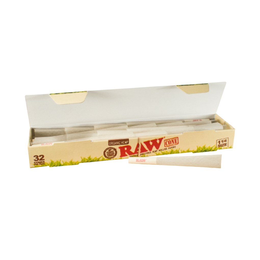 Raw Organic Pre - Rolled 1 1/4 32 Cones - greenmart.com.au