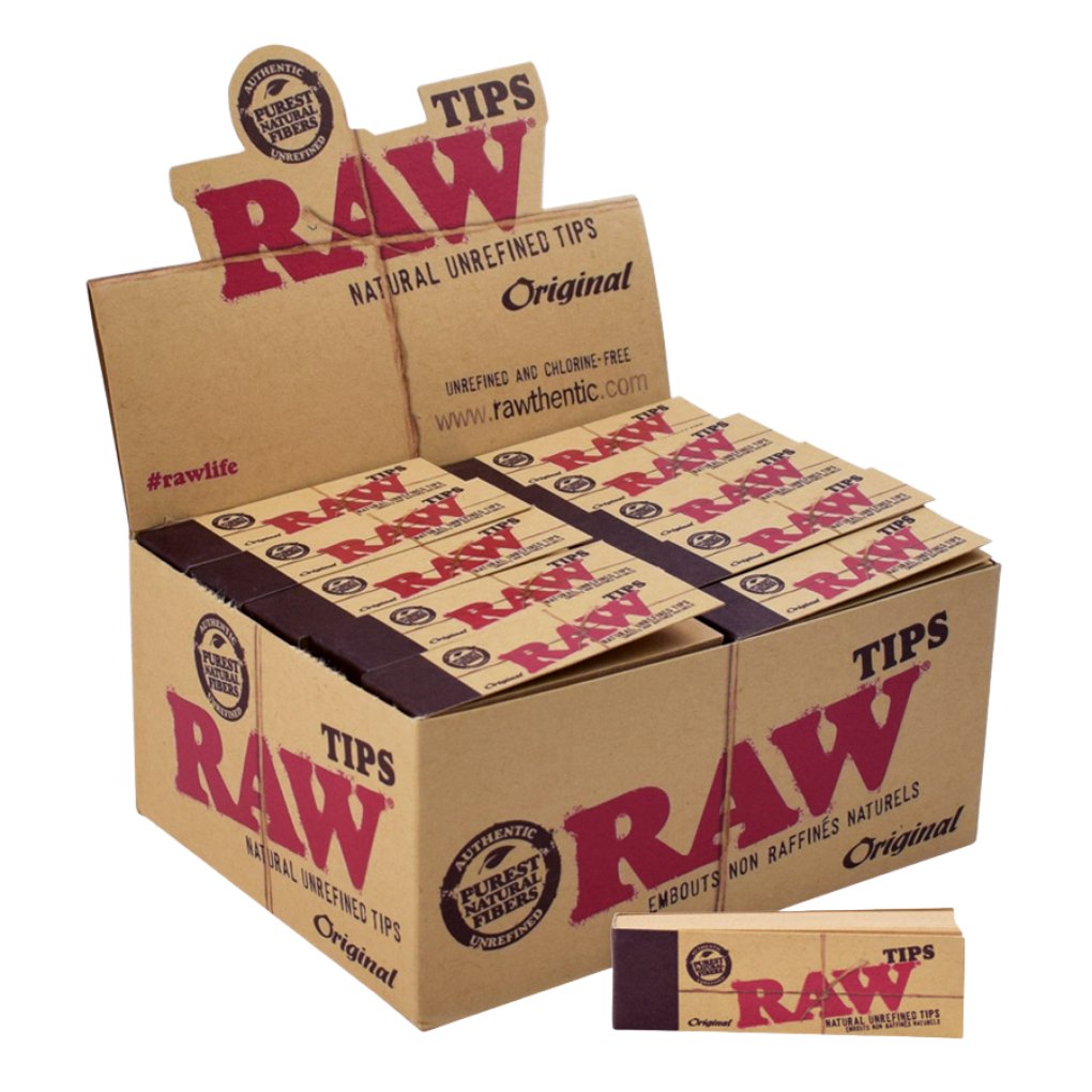 Raw Smoking Unbleached Tips 50 Booklets Per Box - greenmart.com.au