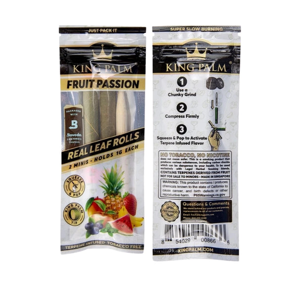 Full Box King Palm Super Slow Burning Wraps Pack with 2 Mini Rolls - Fruit Passion