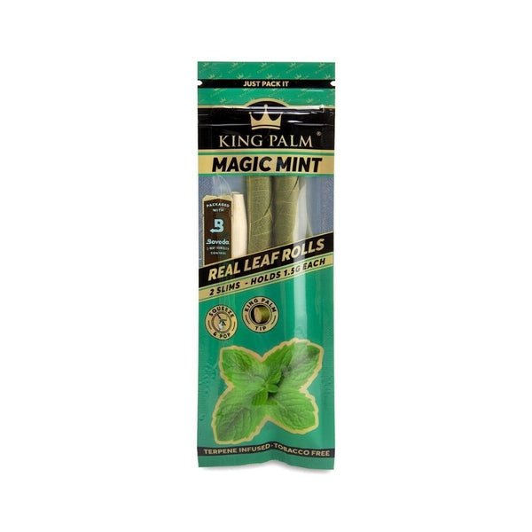 Full Box - King Palm Super Slow Burning Wraps Pack with 2 Slim Size Pre-rolls - Magic Mint Flavour