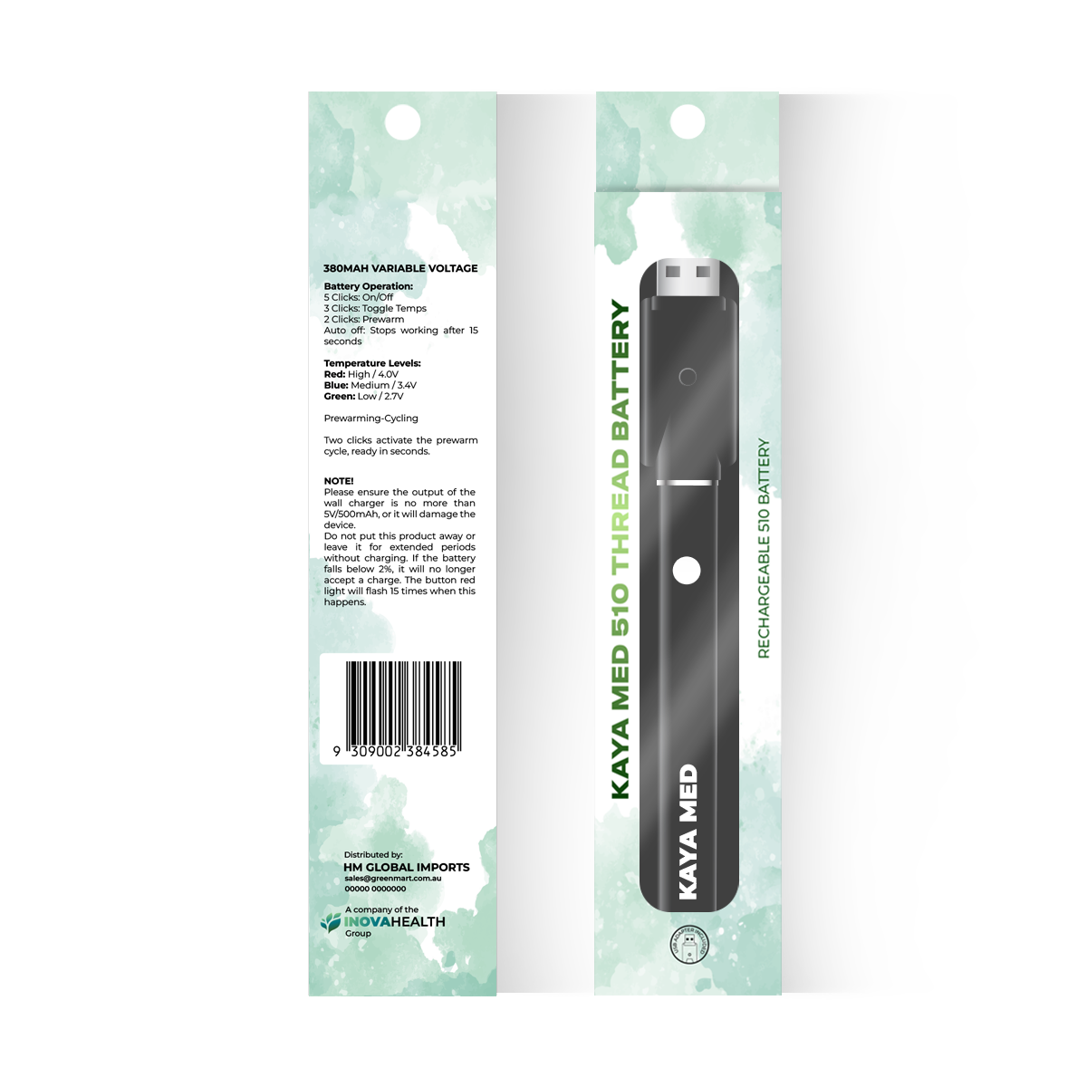 KAYA MED portable 510 thread battery with stable and consistent performance greenmart.com.au