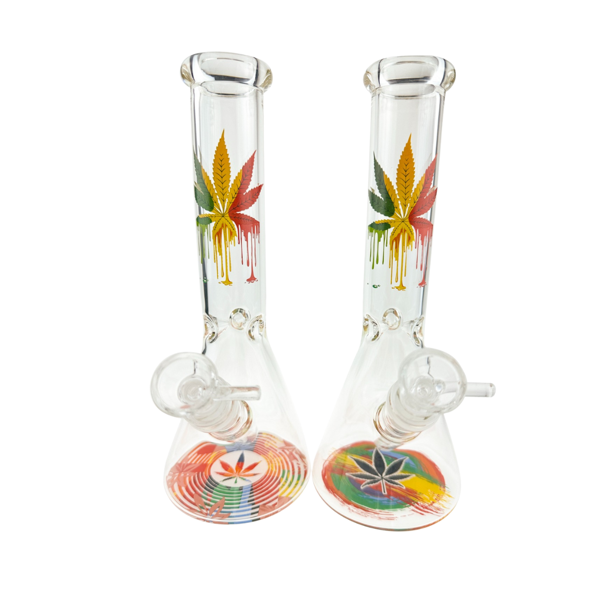 Kaya 10inch Colorful Leaf Design Beaker Bong Glass Water Pipe