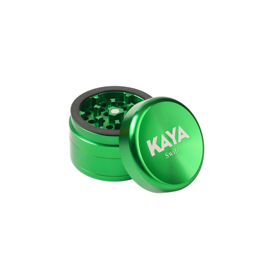 Kaya Swift Grind 62mm 4-part ball-bearing herb grinder with smooth shredding action