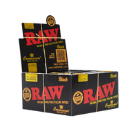 Full Box - RAW Black Connoisseur Regular King Size Slim Rolling Papers With Tips - The Green Box