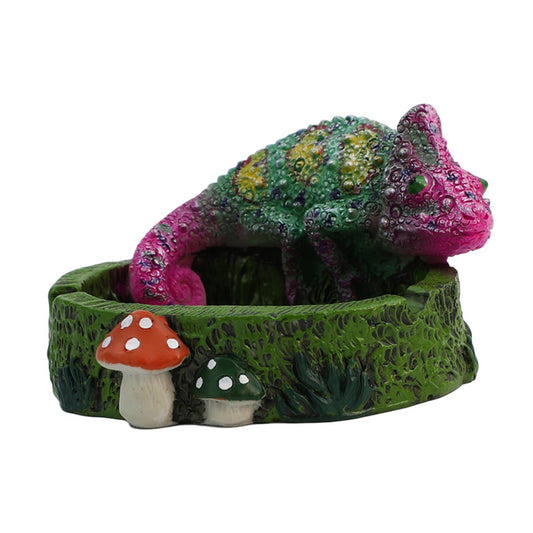 Chameleon Charm Resin Ashtray - Mystical Dragon Design with Vibrant Colors - greenmart.com.au