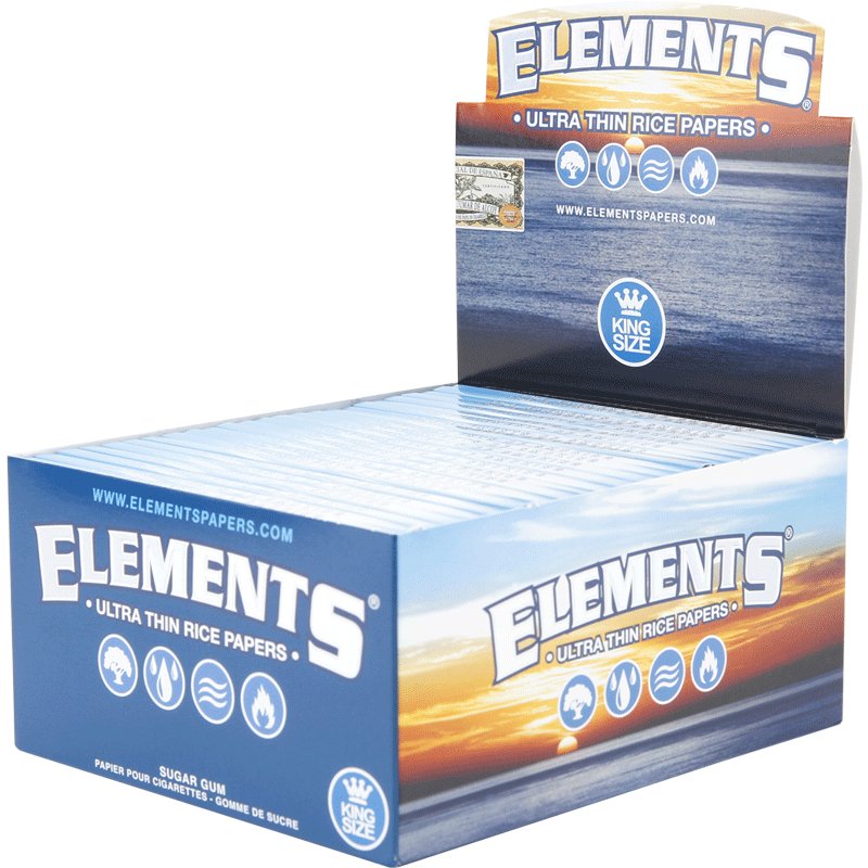 Elements Ultra Thin Rice Rolling Papers Kingsize Box with 50 Packs ...