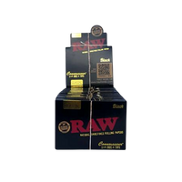 Full Box - RAW Classic Black Connoisseur Regular 1 1/4 Rolling Papers With Tips - The Green Box